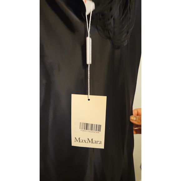 Max Mara Elegant Black Fringe-String One-Shoulder Dress Women’s 4 NWT - Picture 8 of 12